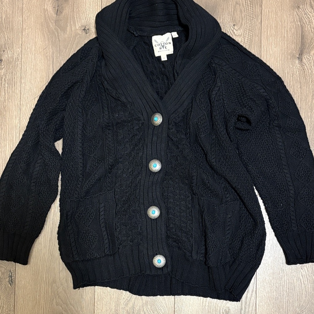 Cotton + Rye western turquoise button down knit cardigan